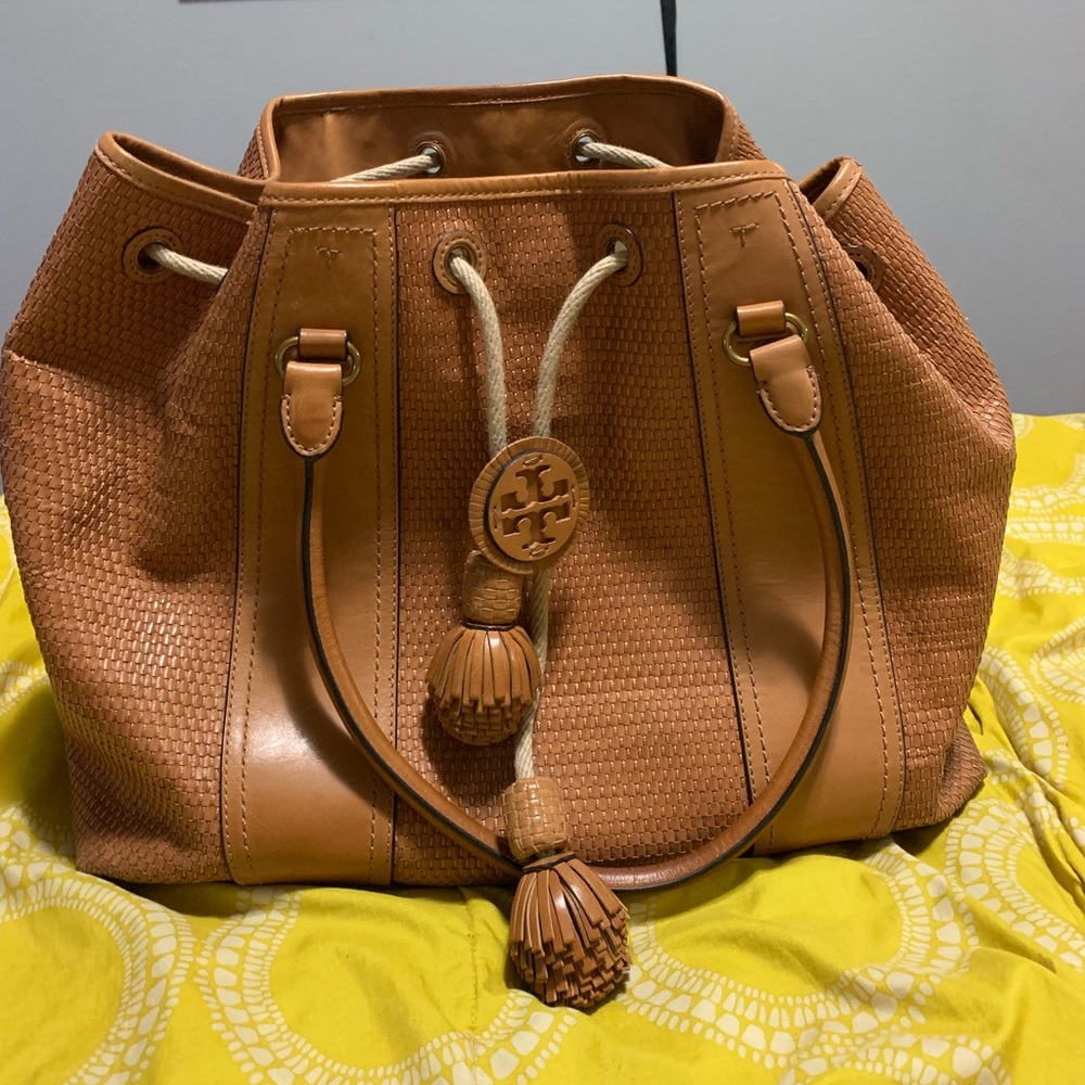 ***SOLD***Tory Burch Amalfi Woven Drawstring bag